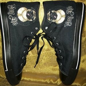 Cool Dog PUG LIFE Black HI Top Sneakers New NWOT